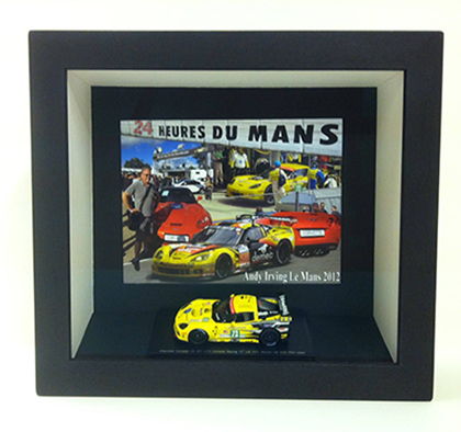 Le Mans 2012 toy car in a black frame